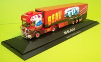 Scania TL Kühlkoffersattelzug  bunt  " BEAU "     Herpa Nr : 120838