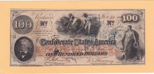 1862 T-41 $100.00 Confederate Note In Xf/Au Cond Csa, 3 Cancellations Montgomery