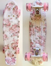 Lmai 22' Cruiser Skateboard Graphic Pfwb Floral Board Penny Style On Led Wheels