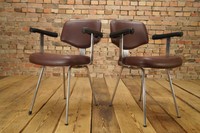 Mid Century Design Bürostuhl Lounge Foyer Stuhl - CHROM Armlehner 60er Vintage