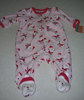 3 Month Baby Sleeper Pink Red Santa Feet Holiday Christmas