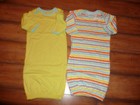 NEW Childrens Place boys/girls 2 Pack Gown Set - one size yellow/polka dots NWT