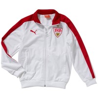 PUMA Kinder Jacke VFB Stuttgart Walk Out, white -team regal red, 164, 741228 01