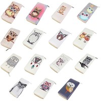 Damen Geldbeutel Geldbörse XXL Brieftasche Portemonnaie Portmonee Eule Uhu Kauz