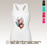 BL8770 Damen Frauen Tank Top Racerback - Sonstige Tiere - Fliegendes Schwein