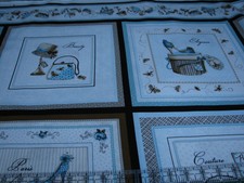 2.6 Yards Quilt Cotton Fabric - Benartex Glamour Fashion Squares Panel Blue