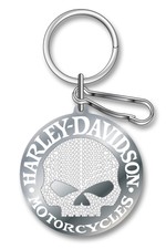 Harley-Davidson® Willie G Skull Rhinestone Silver Bling Key-Chain w/ Clip 4340P