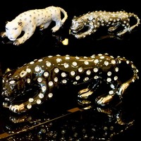Leopard 34cm Panter Keramik Skulptur deko Leopardskulptur Dekoration panther