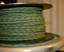 25' Cotton Cloth Covered Twisted Electrical Wire, Vintage Lamp Cord Antique Fans