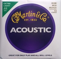 1 SATZ MARTIN M-180 Westerngitarren-Saiten 80/20 Bronze 12-saitig 010 - 047 