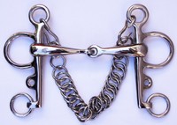 Pelham, Kandare, Pelham Gebiss gebr, 13,5cm Breite, 20mm, Edelstahl, inkl. Kette