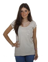 Key Largo Damen Frauen Longshirt T-Shirt Sexy Top Oberteil Bluse EVA sand beige