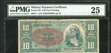 10 Dollar Military Payment Certificate Series 591 Pmg 25 Please Lqqk!