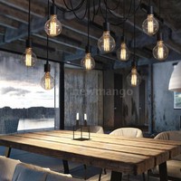 9 Arms Vintage Retro Hängelampe Kronleuchter Edison Bulbs Deckenleuchte Neu G2R7