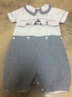 C. BOUTIQUES Gingham Shortall Smocked Sailboat Outfit Romper Baby Boys 24 Months