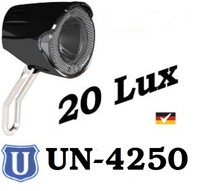  Fahrrad Scheinwerfer UN-4250 LED 20 Lux Seitenläufer Dynamo Reflextor Halter