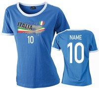 Italien Fan T- Shirt Damen, Fan Trikot mit Wunschname u. Nummer, S- 2XL     