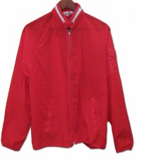 Vtg 1970s Sears Men's Red Cafe Racer Pit Crew Jacket Medium Windbreaker w/ Hood