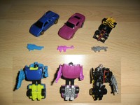 Transformers G2 Go-Bots Sideswipe, Frenzy und Mirage 100% Komplett Hasbro 90er
