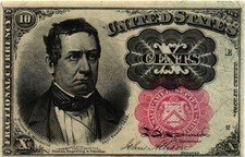 Series 1874-76 10 Cent United States Fractional Currency - Meredith Fr# 1265 Cu