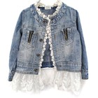 Kids Girls Toddler Long sleeve Coat Denim Lace Princess Outerwear 2T 3T 4T 5 6 7