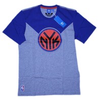 adidas Herren T-Shirt New York Knicks NBA S M L blau grau orange NEU @241