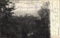 Ak Schwarzburg im Schwarzatal Thüringen, Durchblick zum Schloss vo... - 1445347