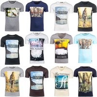 GLO-STORY T-Shirt Kurzarm Motiv Herren Freizeit Basic Aufdruck 3C3 Mix