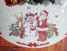 Bucilla Stamped Cross Stitch Christmas Tree Skirt Kit  44" Round #83142