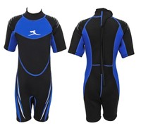 3 mm Kinder Neopren Shorty Größe 128 -140 Neoprenanzug Blau Schwarz Schwimmanzug
