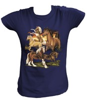 Damen T-Shirt Pferde Collage Pferdekopf Horses Horse Spirit Pferd Reiten 16648