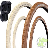 2x Schwalbe Road Cruiser Fahrrad Reifen 26" 28" Braun Creme Reflex + Schläuche