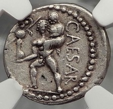 JULIUS CAESAR 48BC Ancient Roman Coin VENUS TROY Rome HERO AENEAS NGC i58231