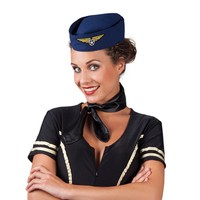 Hut Stewardess Schiffchen, blau - Stewardessen-Schiffchen -  