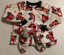 Carters 4T Boys Fire Truck Fleece PJ -  Footed Pajamas Sleeper Footie