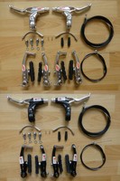 Fahrrad Bremsenset komplett V-Brake Satz HR&VR inkl Bremshebel &Züge schw,silber