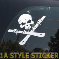 SKI SKULL Aufkleber, Ski Freestyle, Ski Freeride, Ski Allmountain, Twintip, Race