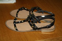 Sandalen Sommerkind Gr. 39 schwarz Leder mit Nieten neu
