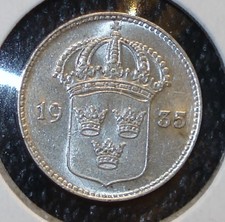 1935-G Silver 10 Ore Coin from Sweden Nice