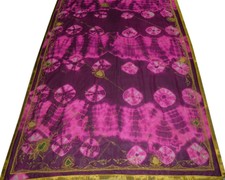 Purple Vintage Dupatta Georgette Zari Veil Long Stole Hand Beaded Fabric Decor