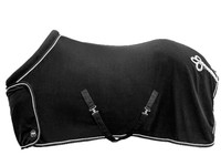 HKM Abschwitzdecke LUXUS Fleece mit Kragen und Applikation 125-165cm schwarz 