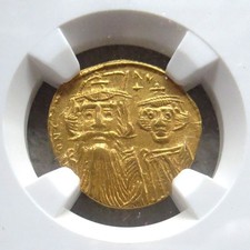 641-668 Ad Gold Byzantine Solidus Constans Ii & Contantius Iv Ngc Ch Au