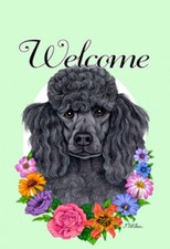 Garden Indoor/Outdoor Welcome Flag (Flowers) - Black Poodle 630061