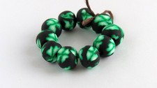 Shamrock leaf, round beads, Handmade, polymer clay, beads, Diy Crafts.10 pcs