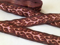 Traumschöne Borte,Flammen,Braun,Rosa,Weinrot,Caramell,24mm,lfm