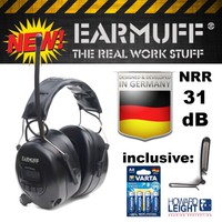 Digital 31dB Radio Gehörschutz Kopfhörer BLACK  "EARMUFF" mit MP3 Anschluss