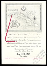 1934 La Corona Cuban cigar Havana Cuba growing regions map vintage print ad