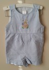 6-9 Month Baby Boy Romper Sleeveless Blue Gingham Seersucker with Noah's Ark