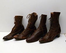 Antique Victorian Boots Womens Leather Shoes lot of 4 Different ones