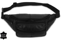 BAUCHTASCHE Schwarz ECHT LEDER Gürteltasche Doggy Bag Hüft-Tasche Mod.No. 6